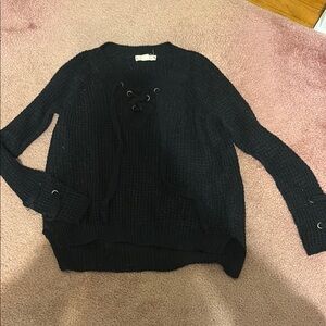 Black Lace-Up Women's Sweater